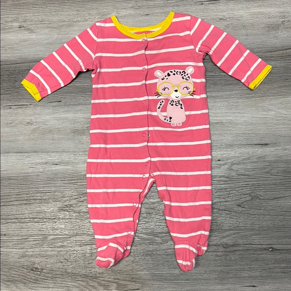 Pink Striped Kids One Piece with Leopard Design 5/$20
